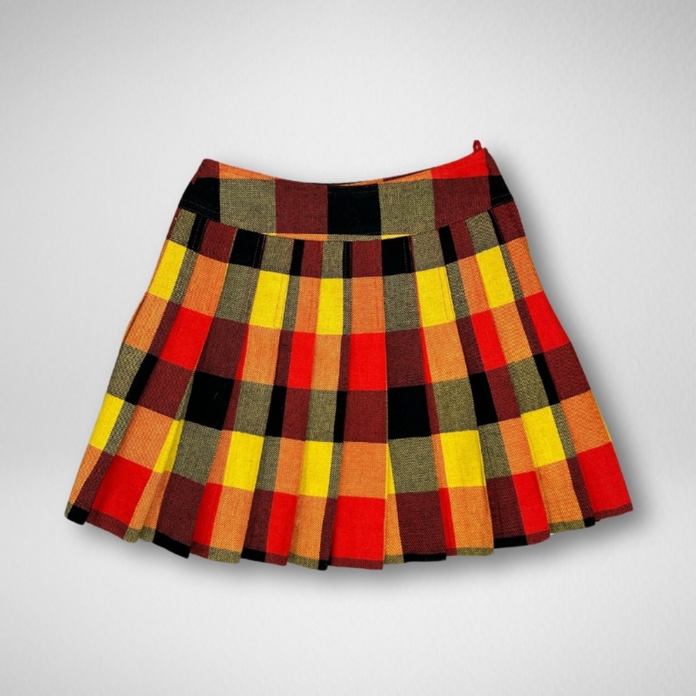 70's Plaid Pleaded Skirt
